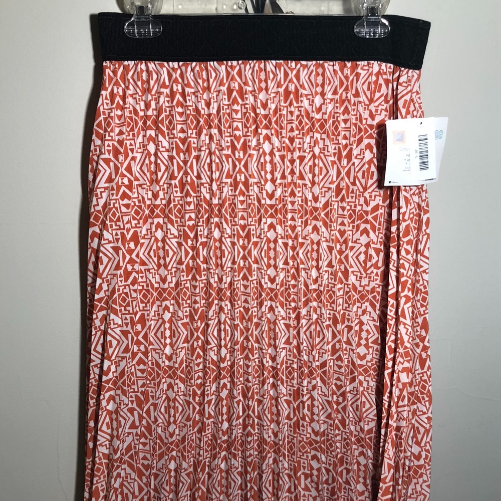 Lularoe Jil Skirt Large Flowy Pleated Orange White